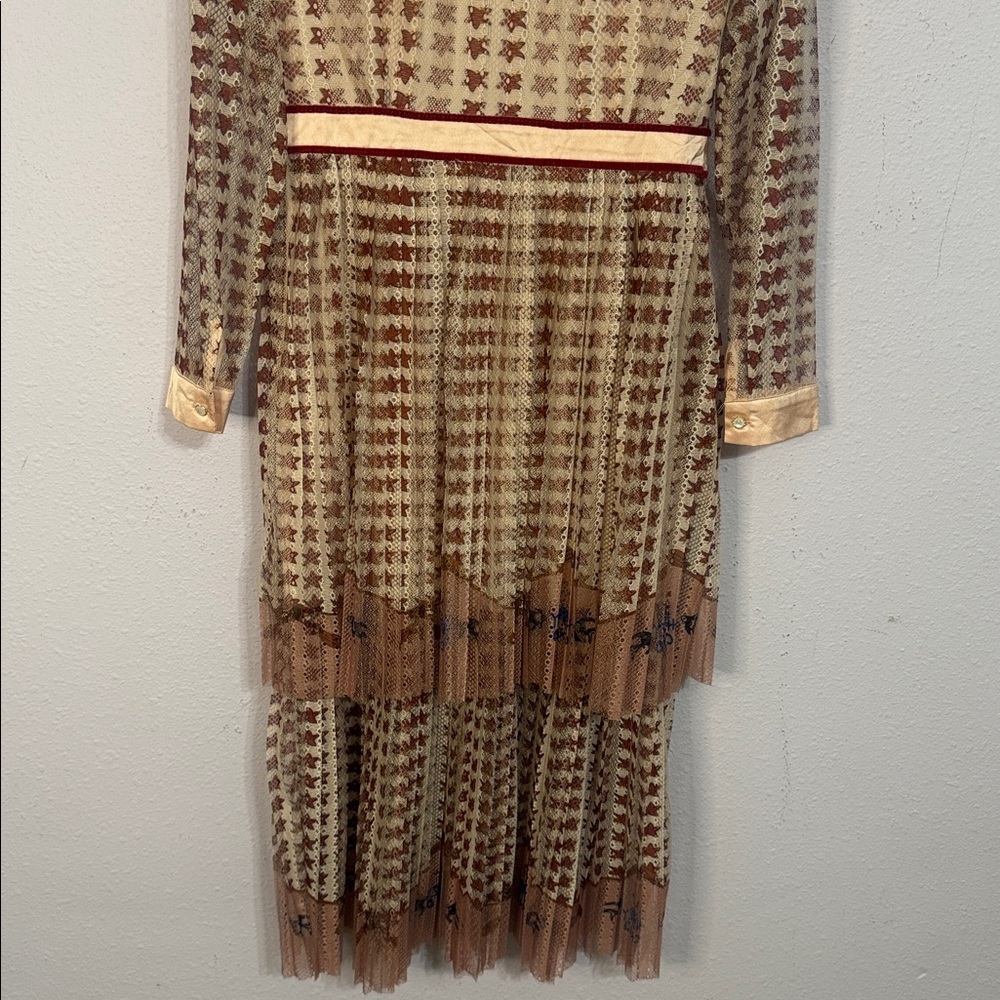 Kaimilan Women Peach/Burgundy Rame Like Material Tiered Dress Size 6 - Picture 10 of 13